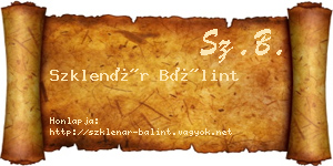 Szklenár Bálint névjegykártya